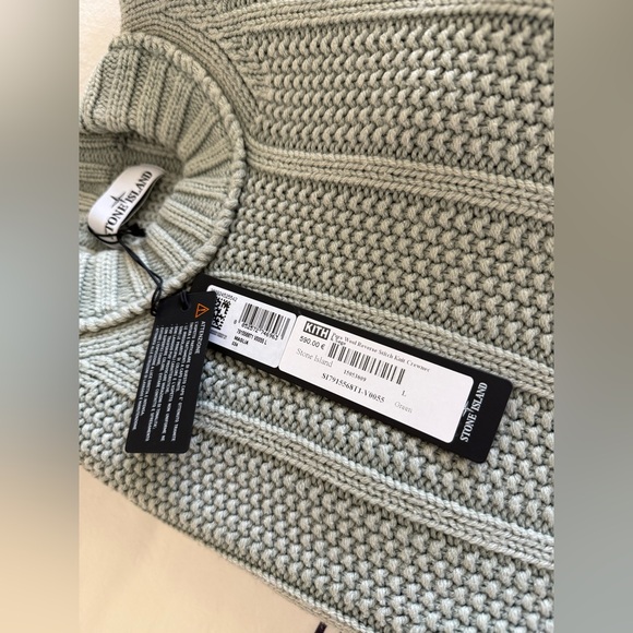 STONE ISLAND PURE WOOL REVERSE STITCH KNIT CREWNECK IN SAGE - Picture 9 of 16